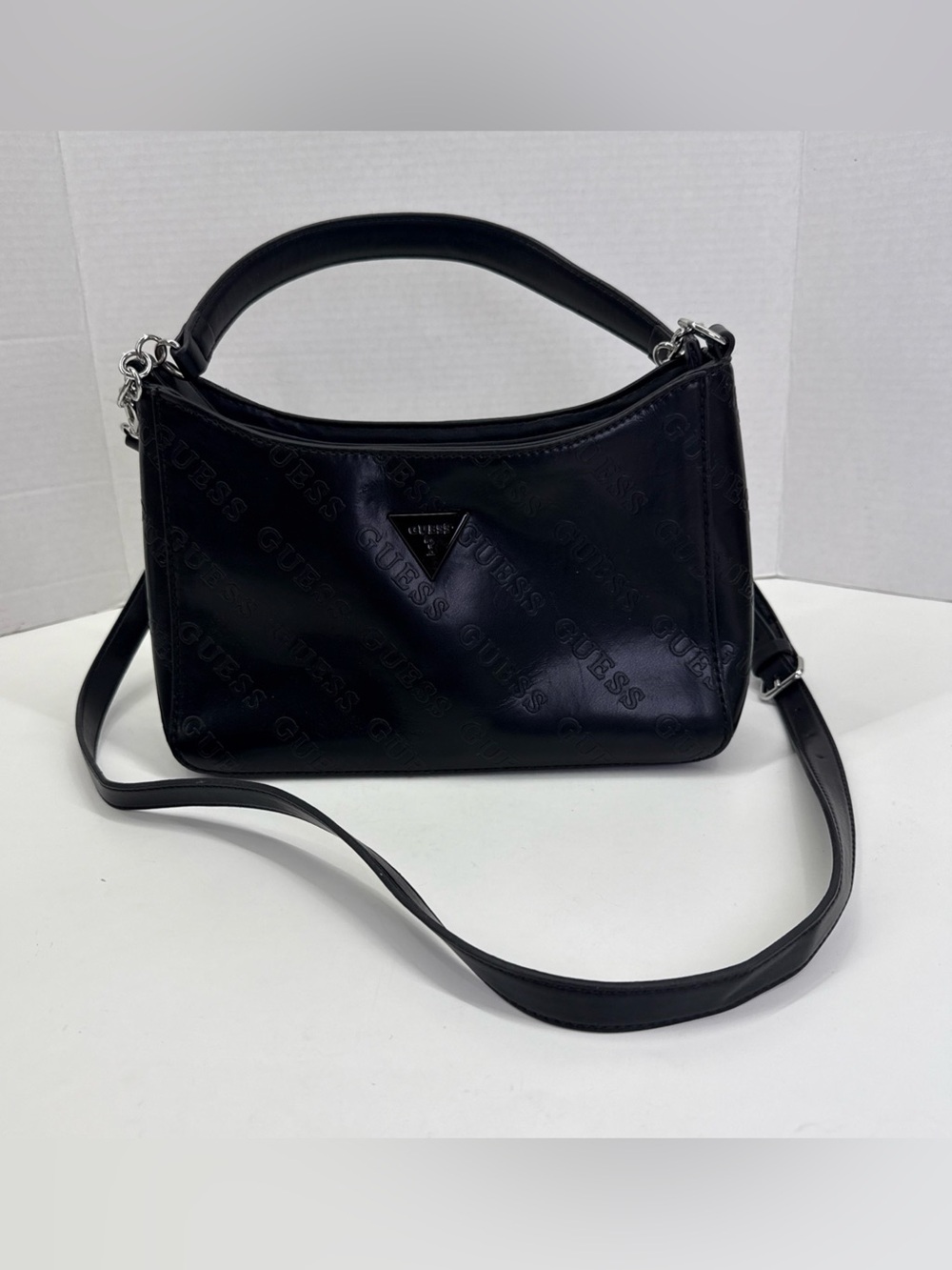 Guess Y2K All Over Print Purse Handbag Black Silver Crossbody Bag Whimsigoth